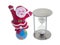 Santa Claus in a traditional red suit, globe, Hourglass. Isolate.