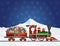 Santa Claus on Train with Presents on Night Snow S