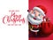 Santa claus vector character holding gifts with merry christmas greeting
