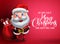 Santa claus vector character with merry christmas greeting text