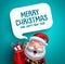 Santa claus vector character with merry christmas greeting text