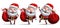 Santa claus vector character set carrying full sack of christmas gifts