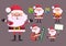 Santa claus vector character set for christmas holding christmas elements