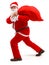 Santa claus walking with full bag