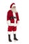 Santa claus wearing glasses stands and looks to side