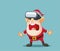 Santa Claus Wearing VR Glasses Vector Cartoon Illustration