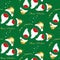 Santa Claus wears surgical mask with gold hat and white beard, coronavirus protection concept, seamless texture pattern, golden