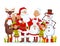 Santa Claus wife and kids cartoot family vector