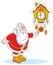 Santa Claus winds a cuckoo-clock