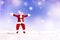 Santa Claus in a Winter Wonderland Jumping Happiness Concept