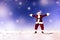 Santa Claus in a Winter Wonderland Jumping Happiness Concept