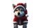 Santa Claus Wolf cub isolated Christmas illustration AI