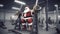Santa Claus working out at the gym, Christmas fitness workout