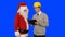 Santa Claus and young architect, chromakey