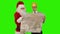 Santa Claus with a Young Architect reading a map, Green Screen