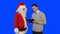 Santa Claus and Young Businessman, Blue Screen Chromakey
