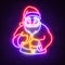 Santa Clause, Christmas seasonal icon, retro neon sign, bright electric light signage