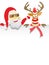 Santa Clause and Reindeer Holding Blank paper