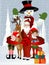 Santa Clause, Rudolph, Elf and Snowman