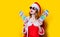 Santa Clous girl with sunglasses and flip flops