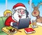 Santa At A Coffee Shop On A Laptop
