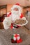 Santa with cookies and milk