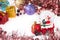 Santa Crystal snow ball on Christmas background