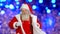 Santa dancing on lights background.