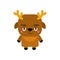 Santa deer Cute kawaii isolated. funny Christmas cartoon style. kids character. Xmas Childrens style