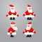 Santa in different directions vector set