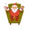 Santa drinking tea and cookie daily Christmas life cartoon character vector icon