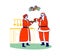 Santa Eating Cookies with Wife Mrs Claus. Xmas Tradition, Cute Family Couple, Christmas Family Characters, Home Bakery