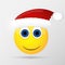 Santa emoticon, emoji, smiley. Vector illustration.