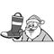 Santa with Fireman Boot Illustration