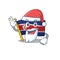 Santa flag costa rica Scroll cartoon character design with ok finger