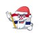 Santa flag croatia Scroll cartoon character design with ok finger
