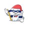 Santa flag el salvador Scroll cartoon character design with ok finger