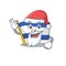 Santa flag nicaragua Scroll cartoon character design with ok finger