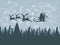 Santa flies over the forest. Vector illustration