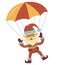 santa flies on a parachute vector christmas new year