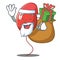 Santa with gift balloon character cartoon style