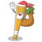 Santa with gift baseball bat character cartoon