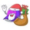 Santa with gift baseball cap in shape cartoon beautiful