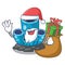 Santa with gift blue sponge coral under sea cartoon