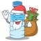 Santa with gift bottle character cartoon style