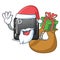 Santa with gift button D in the cartoon shape