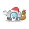 Santa with gift camera caharacter cartoon design