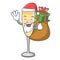 Santa with gift champagne mascot cartoon style