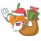 Santa with gift cloudberry mascot cartoon style