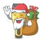 Santa with gift electric shaver the shape funny cartoon